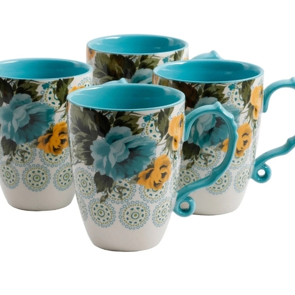 Pioneer Woman Rose Shadow Latte Mugs - Picture 2 of 7